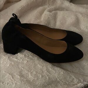 J. Crew Black Suede Low Block Heel Pumps